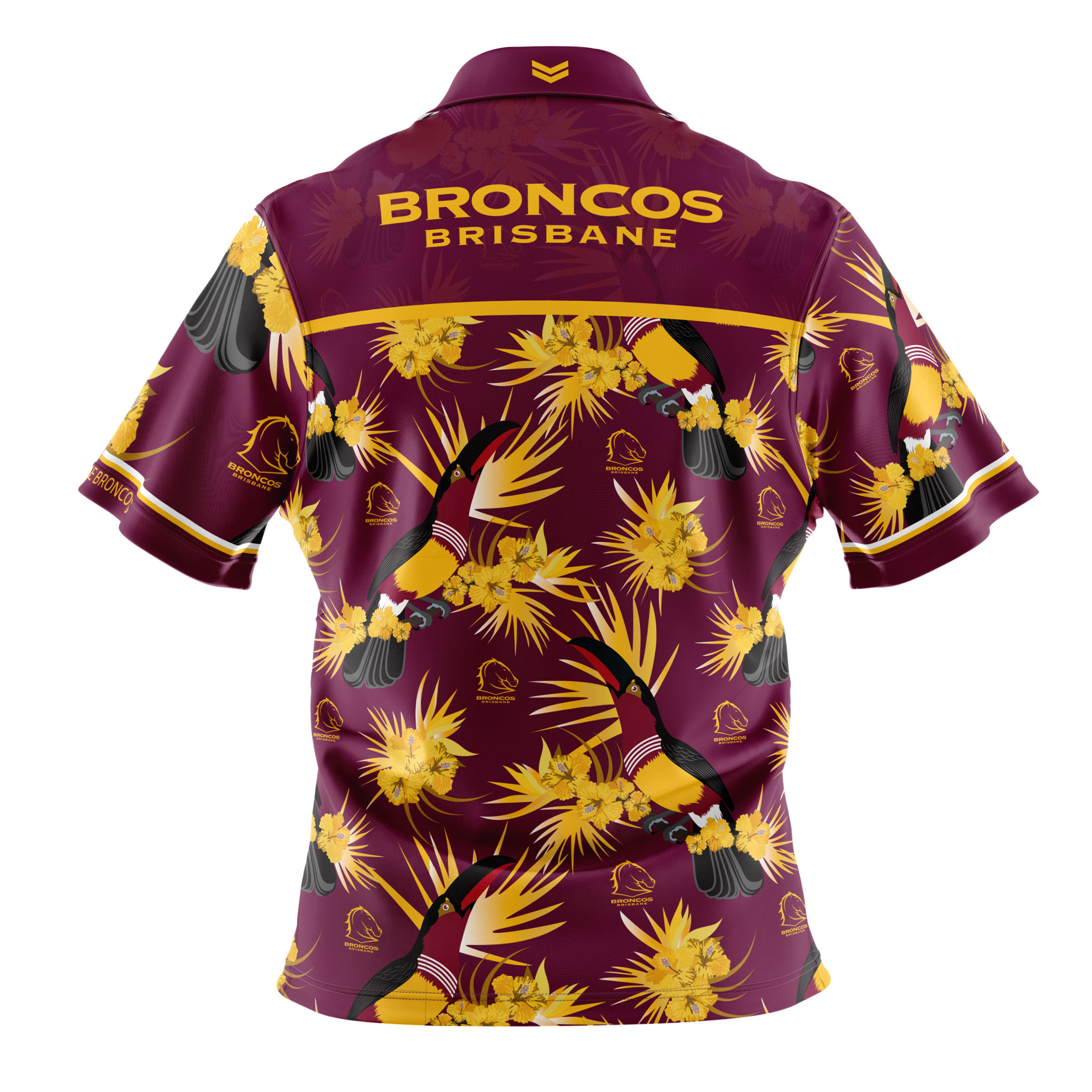 Brisbane Broncos Adult NRL 2020 Hawaiian Button Up Polo Shirt 
