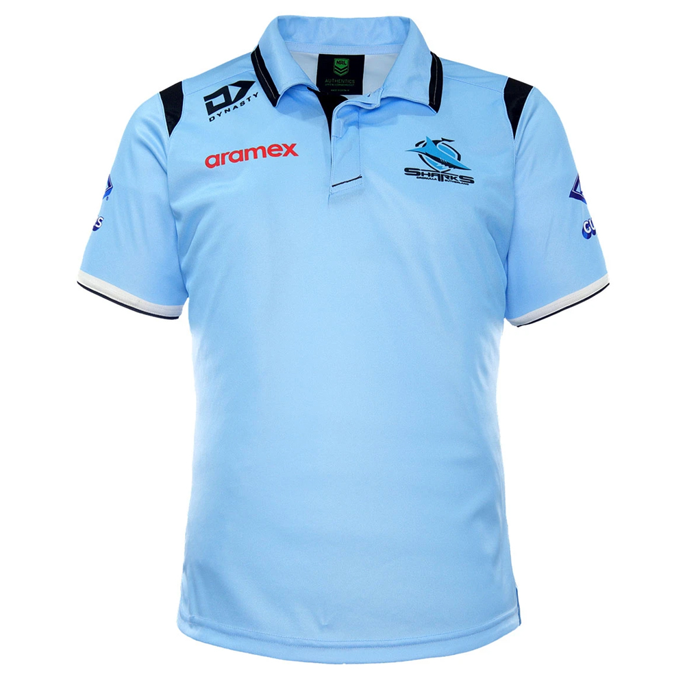 Cronulla Sharks NRL 2022 Dynasty Media Polo Black Size S-7XL! 