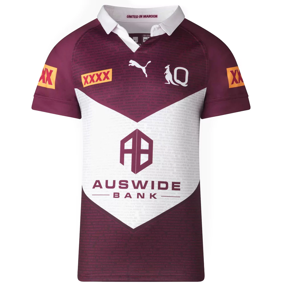 Unisex BRONCOS INDIGENOUS REPLICA JERSEY YOUTH, Maroon, Kids NRL Clothing